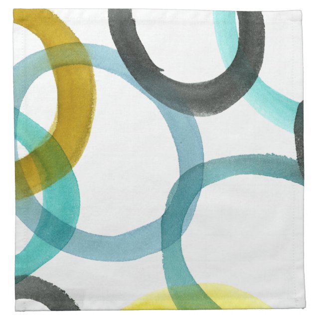 Interlocking Yellow & Blue Circles Napkin (Front)