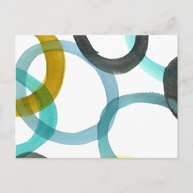 Interlocking Yellow & Blue Circles Postcard (Front)