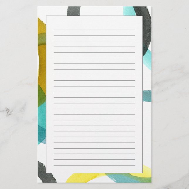 Interlocking Yellow & Blue Circles Stationery (Front)