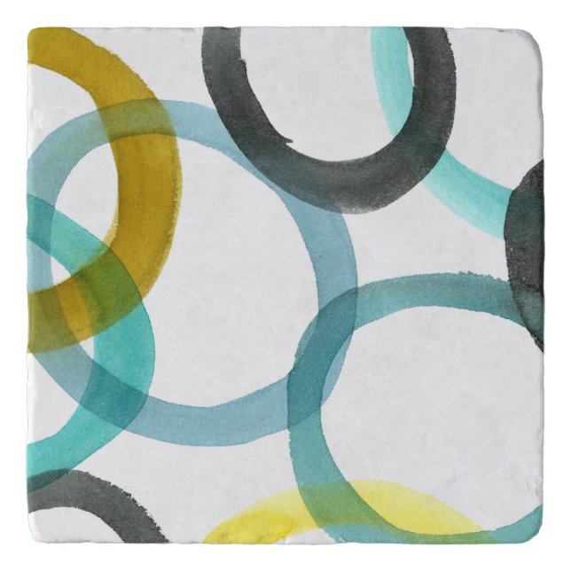 Interlocking Yellow & Blue Circles Trivet (Front)