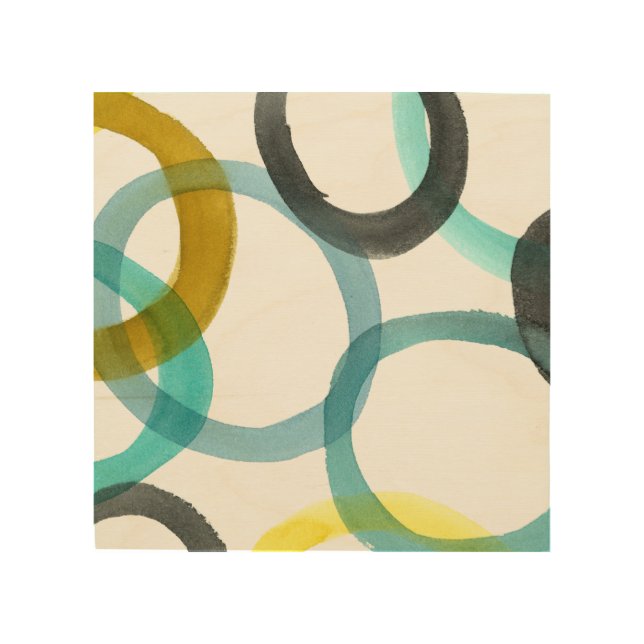 Interlocking Yellow & Blue Circles Wood Wall Decor (Front)