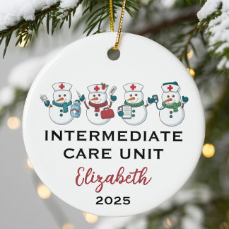 Intermediate Care Unit Cute Snowflake Nurse Ceramic Ornament