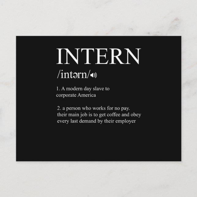 Intern Definition Internship Job Assistant Gift Postcard (Front)