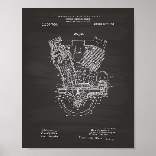 Internal Combustion Engine 1914 Patent Chalkboard Poster