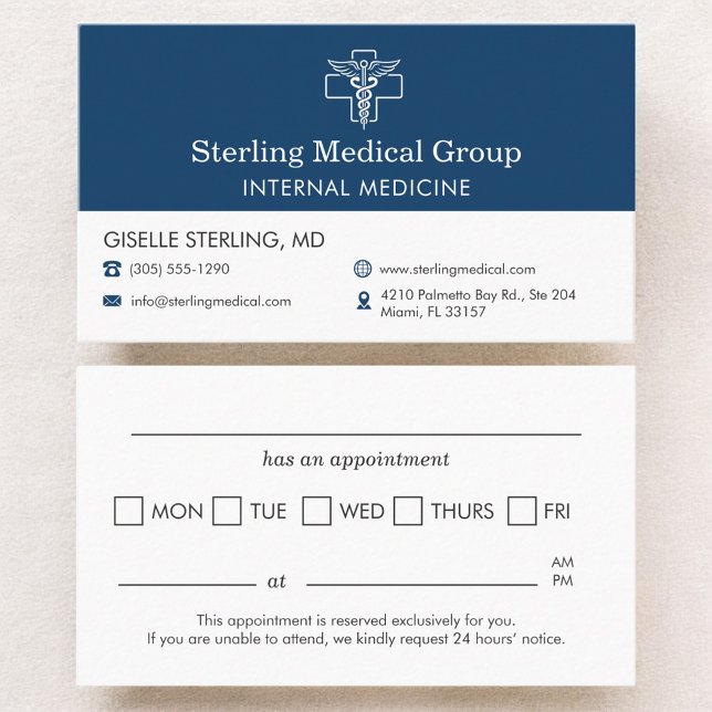 Internal Medicine Doctor Office Appointment Business Card (Creator Uploaded)