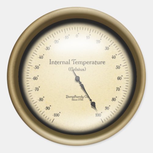 Internal Temperature Gauge Steampunk Industrial Classic Round Sticker