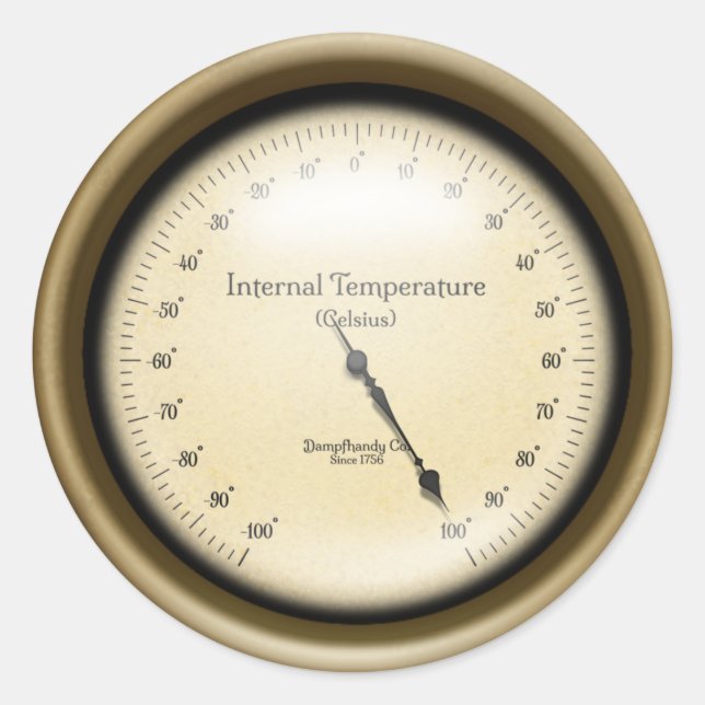 Internal Temperature Gauge Steampunk Industrial Classic Round Sticker (Front)