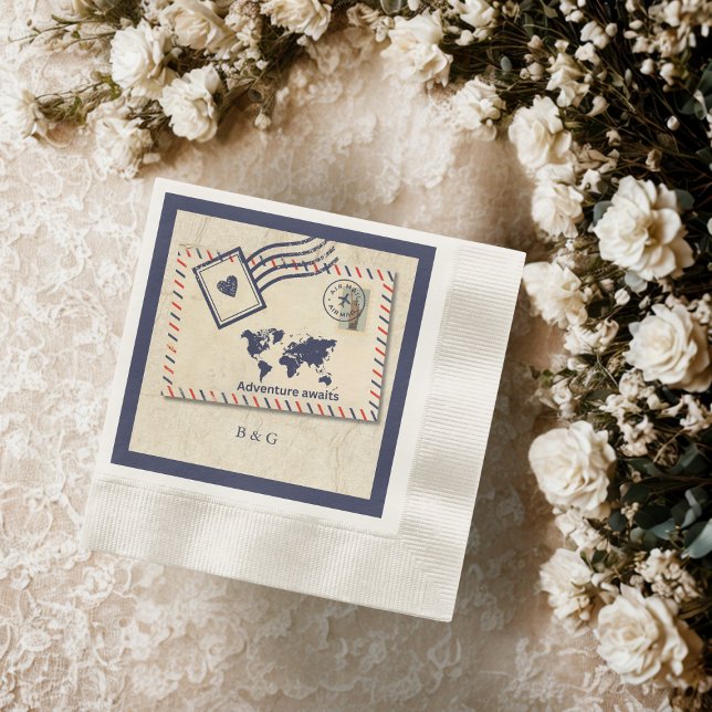 International Adventure Rustic Destination Wedding Napkins (Creator Uploaded)