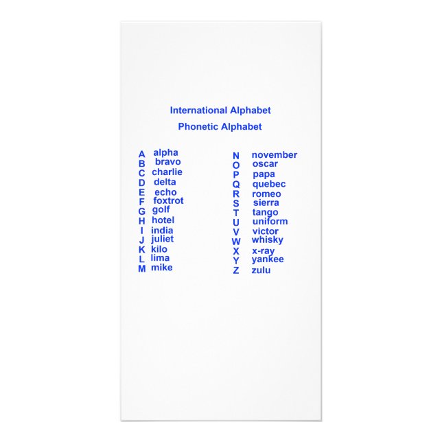 International Alphabet Card (Front)