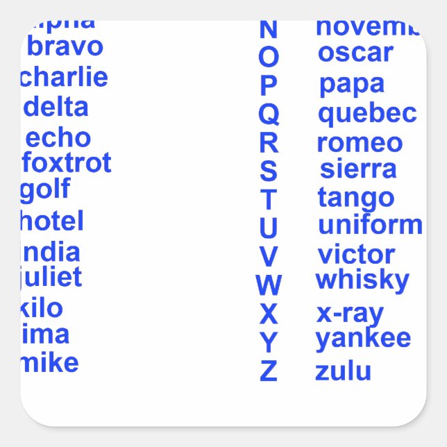 International Alphabet Square Sticker (Front)