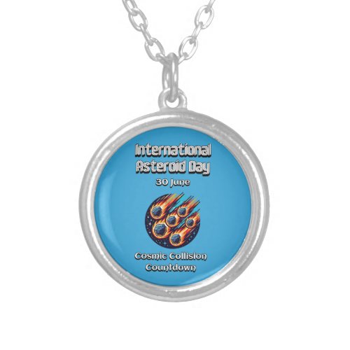 International Asteroid Day 30 June Silver Plated Necklace