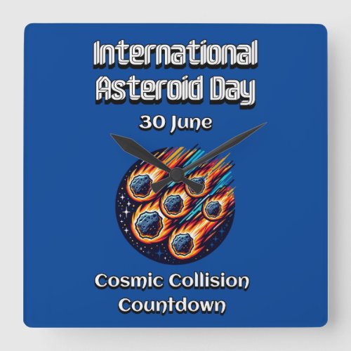 International Asteroid Day 30 June Square Wall Clock