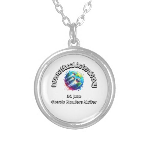 International Asteroid Day Cosmic Wonders Matter Silver Plated Necklace