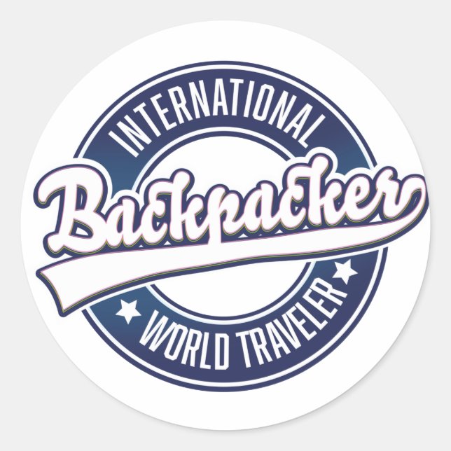 International Backpacker Word Traveler logo Classic Round Sticker (Front)