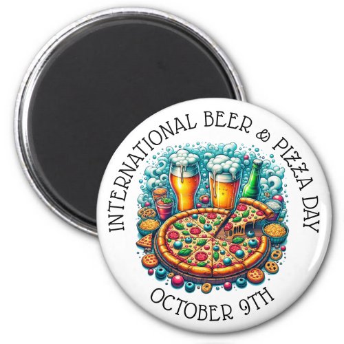 International Beer and Pizza Day October 9th Magnet