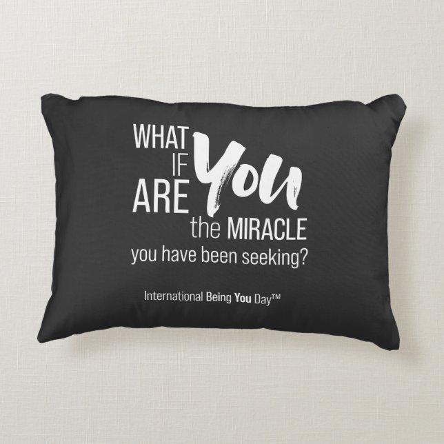 International Being You Day Quote Accent Pillow (Back)