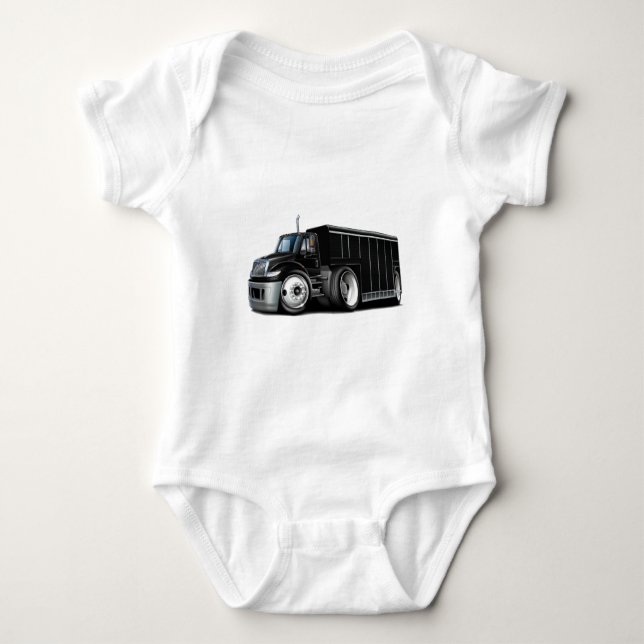 International Black Delivery Truck Baby Bodysuit (Front)