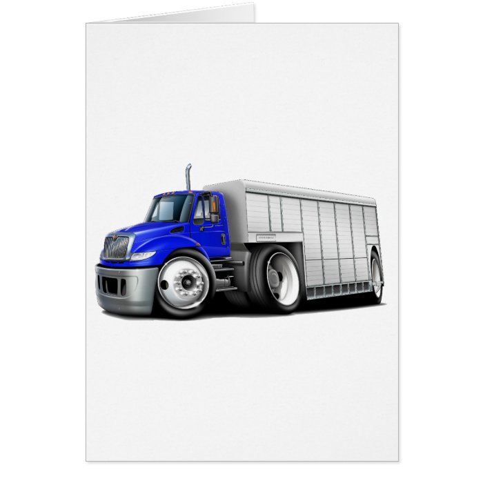 International Blue White Delivery Truck Cards