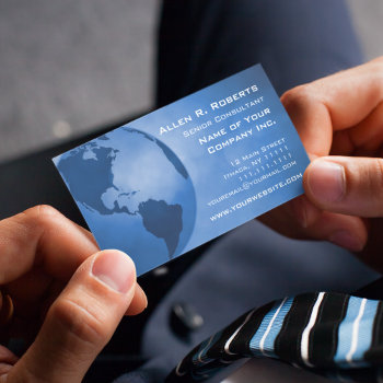 International Business Americas Blue Global Business Card by VillageDesign at Zazzle