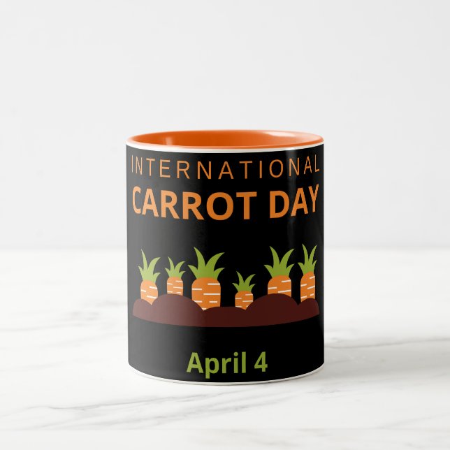 International Carrot Day April 4 Two-Tone Coffee Mug (Center)