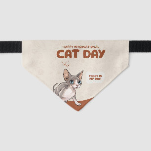 International Cat Day Sphynx Celebration Art Pet Bandana Collar