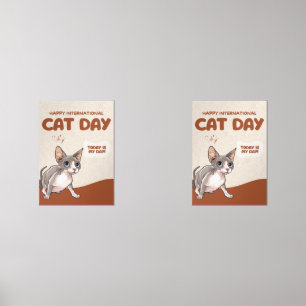 International Cat Day Sphynx Celebration Art Wall Art Sets