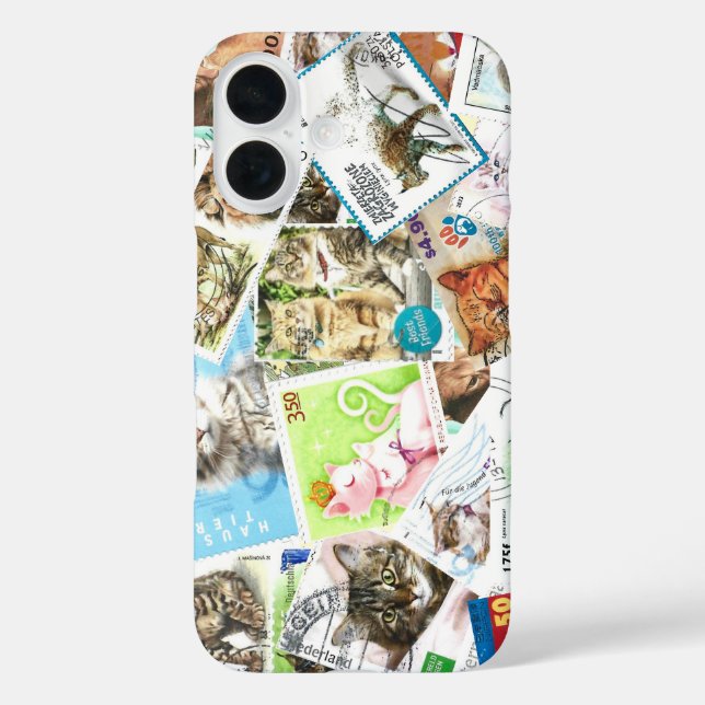 International Cat Postage Stamp iPhone Case (Back)