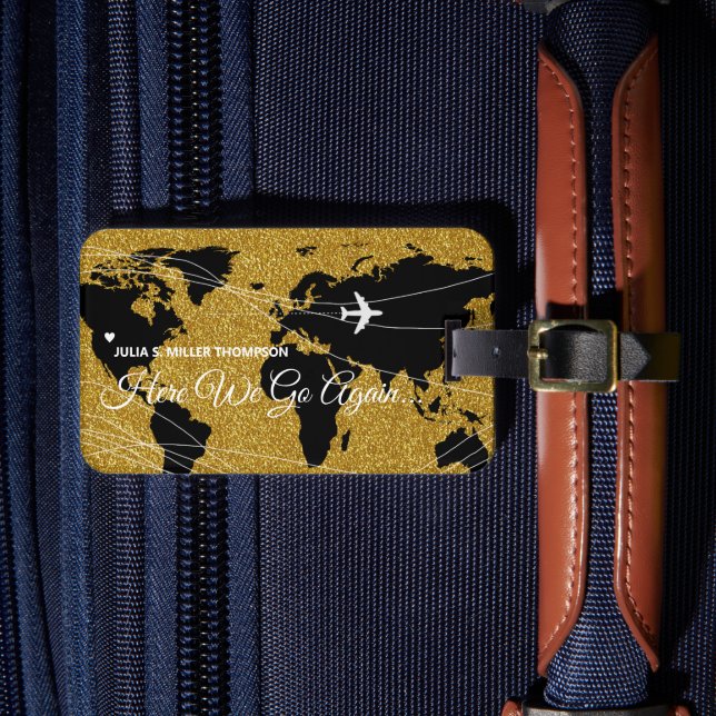 International Chic World Gold Travel Luggage Tag (Front Insitu 4)