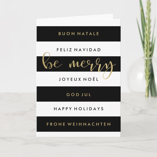 International Christmas Greetings | Modern Stripes Holiday Card (Front)