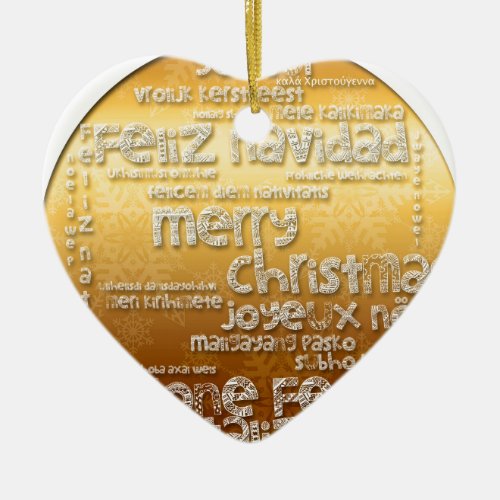 International Christmas Navidad Natal Noel Heart O Ceramic Ornament