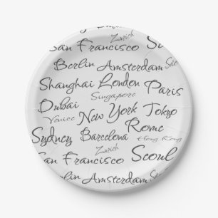 International Cities (New York,London,Paris,Dubai) Paper Plates
