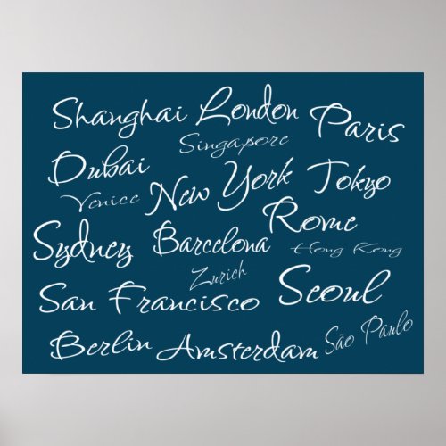 International Cities New YorkLondonParisDubai Poster