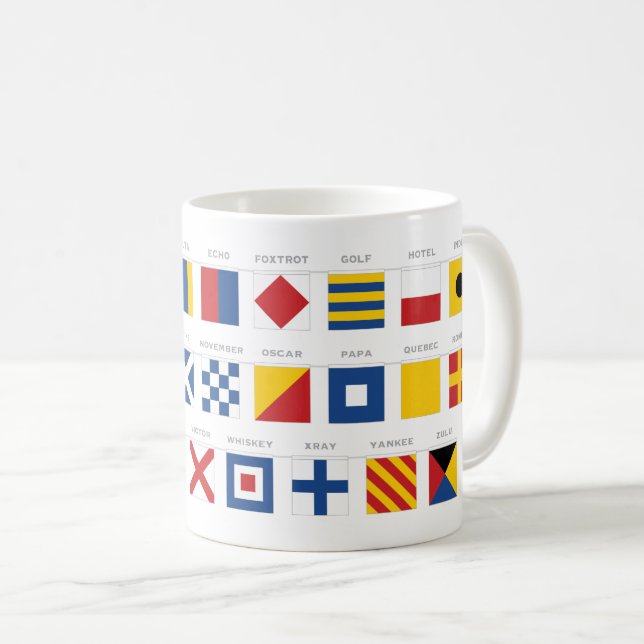 International Code of Signals Alphabet Coffee Mug (Front Right)