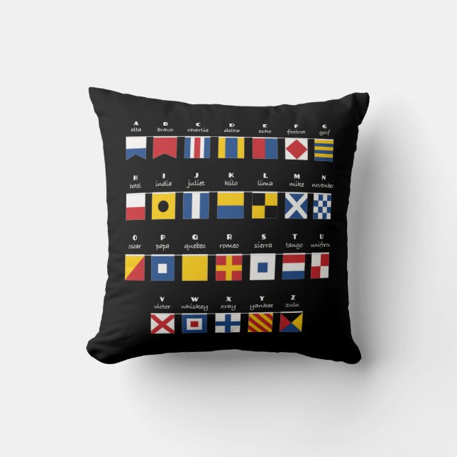 International Code of Signals Alphabet Throw Pillow (Front)