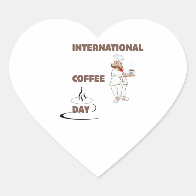 international coffee day  heart sticker (Front)