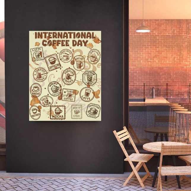 International Coffee Day Vintage Stamp Poster (Creator Uploaded)