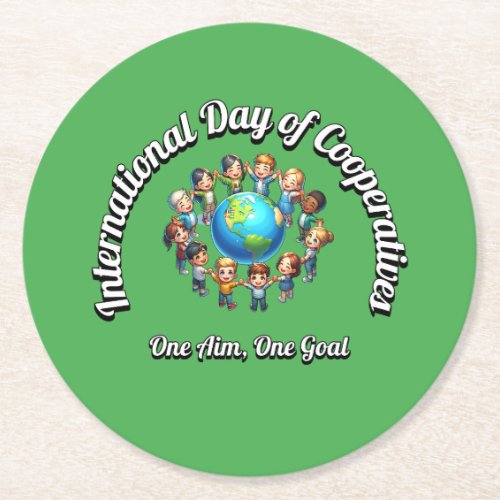 International Day of Cooperatives One Goal Round Paper Coaster
