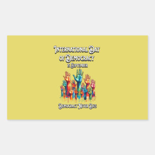 International Day of Democracy.  Rectangular Sticker