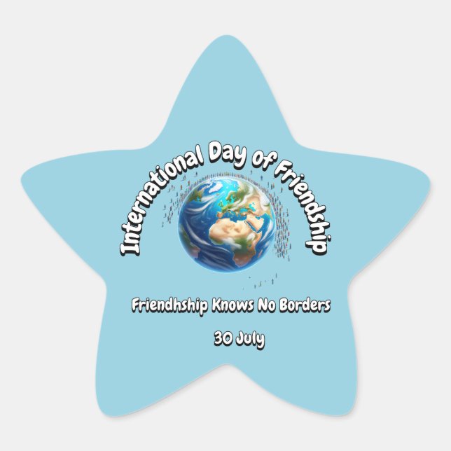 International Day of Friendship. No Borders. Star Sticker (Front)