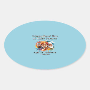 International Day of Older Persons. Aged  Oval Sticker