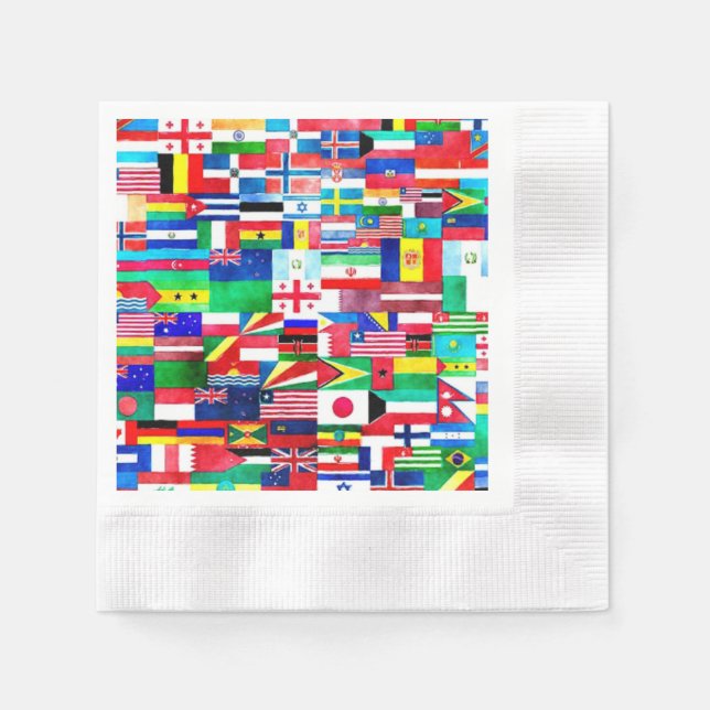 International Flag Collage Napkins (Front)