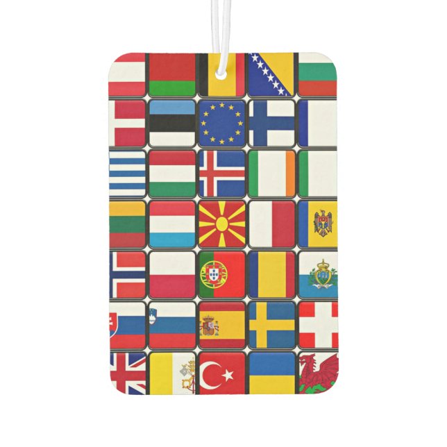 International flag collage, world flags air freshener (Back)