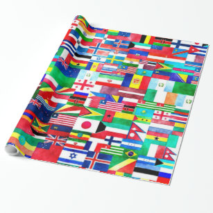 International Flag Collage Wrapping Paper