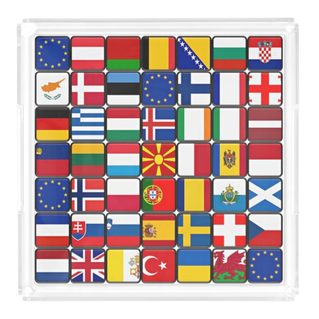 International flag collection, world flags, acrylic tray (Front)