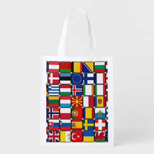 International flag collection, world flags grocery bag