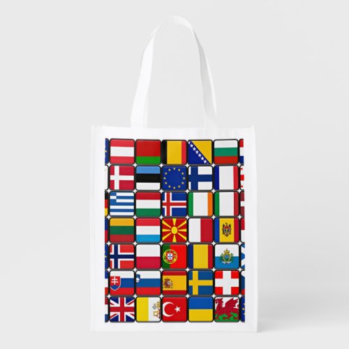 International flag collection, world flags grocery bag