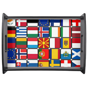 International flag collection, world flags serving tray