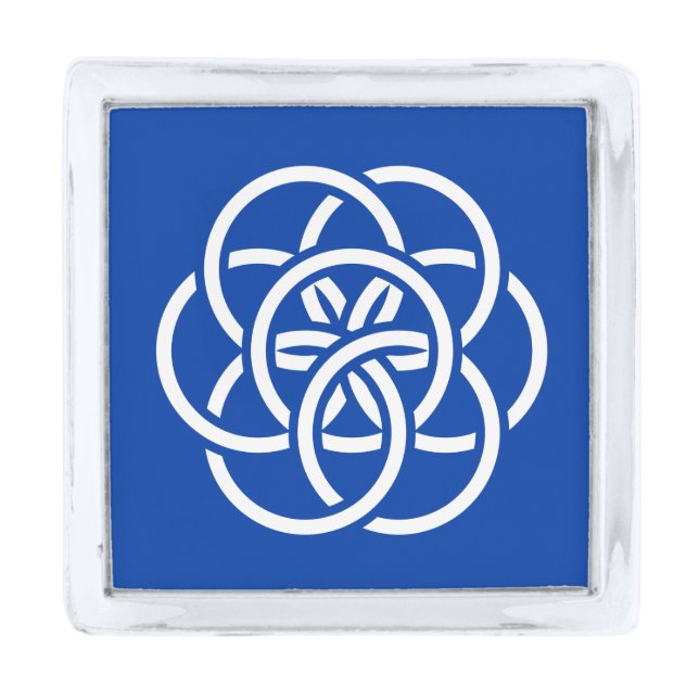 International Flag of Planet Earth Silver Finish Lapel Pin (Front)