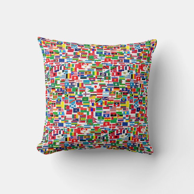 INTERNATIONAL FLAG PATTERN THROW PILLOW (Front)