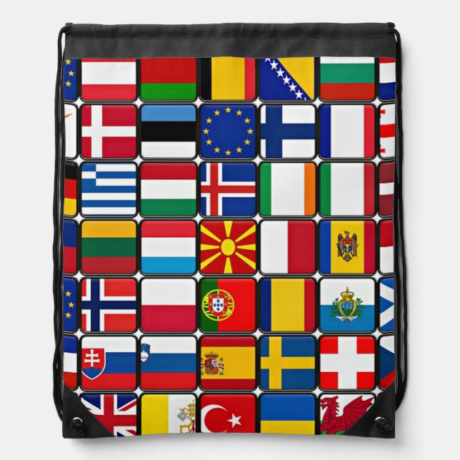 International flags collage drawstring bag (Front)
